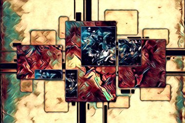 soyut renk tasarımı resim çizimi eskiz retro vintage