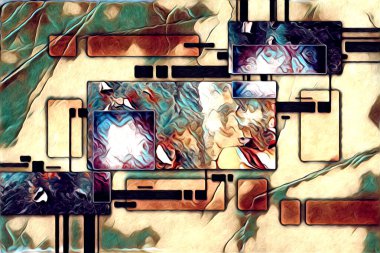 soyut renk tasarımı resim çizimi eskiz retro vintage