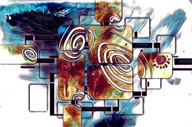 soyut renk tasarımı resim çizimi eskiz retro vintage