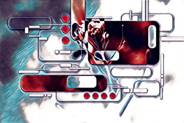 soyut renk tasarımı resim çizimi eskiz retro vintage