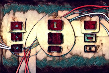 soyut renk tasarımı resim çizimi eskiz retro vintage