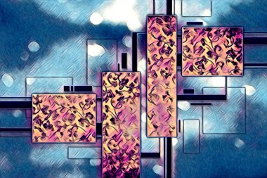 soyut renk tasarımı resim çizimi eskiz retro vintage