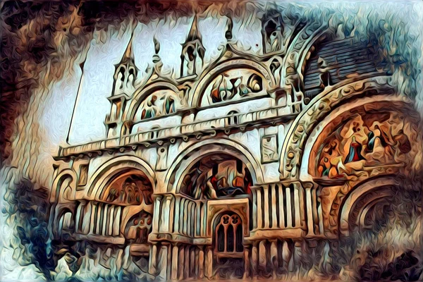Βενετία Τέχνη Σχέδιο Σκίτσο Εικονογράφηση Διασκεδαστικό Σχεδιασμό Ρετρό Ρετρό — Φωτογραφία Αρχείου