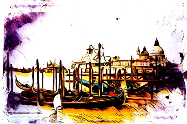 Venise Dessin Art Croquis Illustration Fun Design Vintage Rétro — Photo