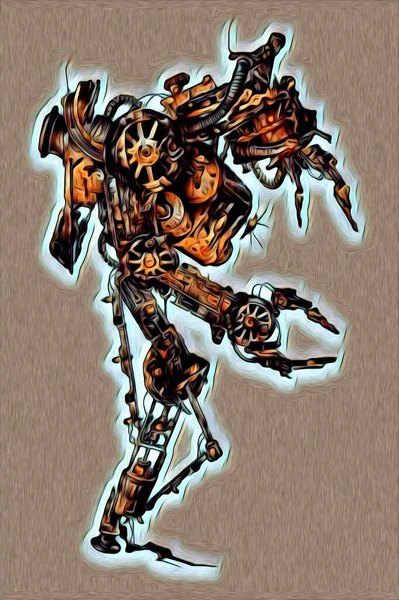 Cybernetic Visions Illustration Futuristic Metallic Science Fiction Male Humanoid Cyborg — Stock Photo, Image