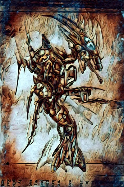 Cybernetic Visions Illustration Futuristic Metallic Science Fiction Male Humanoid Cyborg — Photo