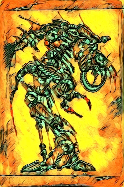 Cybernetiska Visioner Illustration Futuristiska Metallisk Science Fiction Manlig Humanoid Cyborg — Stockfoto