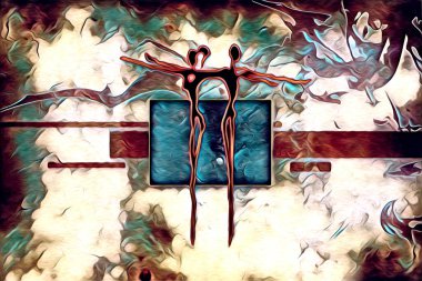 Afrikalı etnik retro vintage çizim çizimi