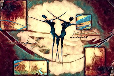 Afrikalı etnik retro vintage çizim çizimi