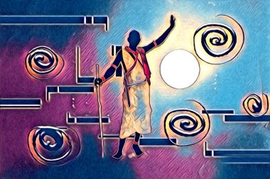 Afrikalı etnik retro vintage çizim çizimi