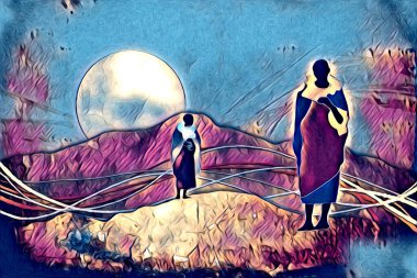 Afrikalı etnik retro vintage çizim çizimi