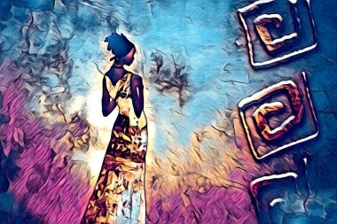 Afrikalı etnik retro vintage çizim çizimi