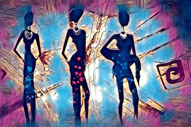 Afrikalı etnik retro vintage çizim çizimi