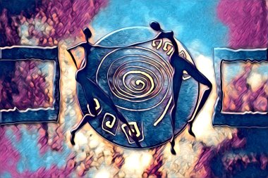 Afrikalı etnik retro vintage çizim çizimi