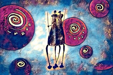 Afrikalı etnik retro vintage çizim çizimi