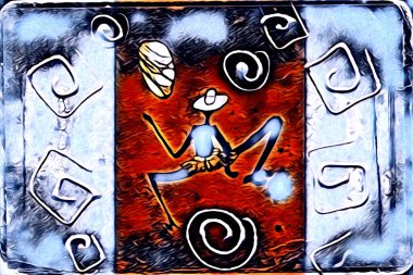 Afrikalı etnik retro vintage çizim çizimi