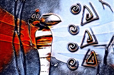 Afrikalı etnik retro vintage çizim çizimi