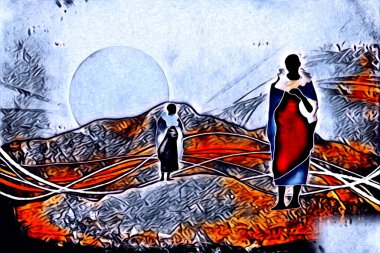 Afrikalı etnik retro vintage çizim çizimi