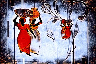 Afrikalı etnik retro vintage çizim çizimi