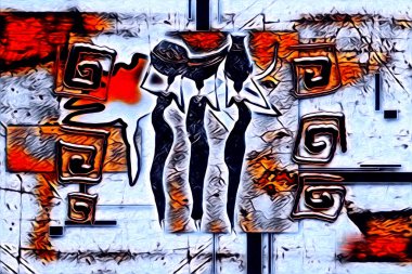 Afrikalı etnik retro vintage çizim çizimi