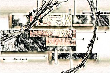 soyut renk tasarımı resim çizimi eskiz retro vintage