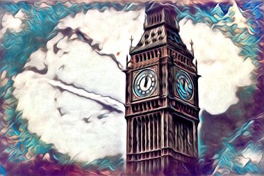 Londra sanat tasarımı çizimi çizimi eğlenceli tasarım antika retro