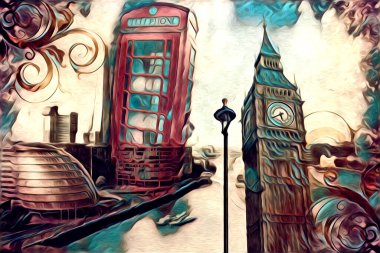 Londra sanat tasarımı çizimi çizimi eğlenceli tasarım antika retro