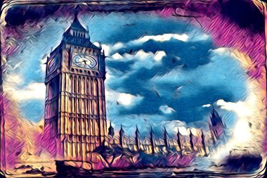 Londra sanat tasarımı çizimi çizimi eğlenceli tasarım antika retro