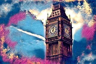Londra sanat tasarımı çizimi çizimi eğlenceli tasarım antika retro