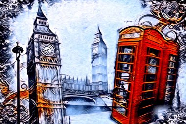Londra sanat tasarımı çizimi çizimi eğlenceli tasarım antika retro