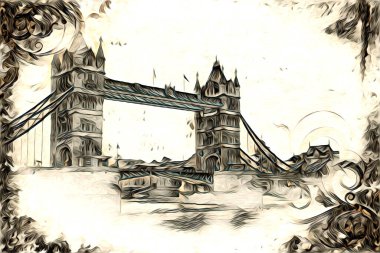 Londra sanat tasarımı çizimi çizimi eğlenceli tasarım antika retro