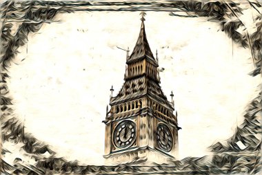 Londra sanat tasarımı çizimi çizimi eğlenceli tasarım antika retro