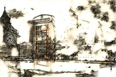 Londra sanat tasarımı çizimi çizimi eğlenceli tasarım antika retro