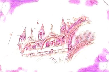 Venedik sanat eskizi çizimi eğlenceli tasarım antika retro