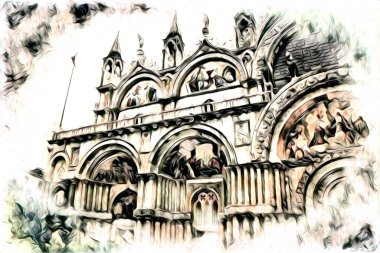 Venedik sanat eskizi çizimi eğlenceli tasarım antika retro