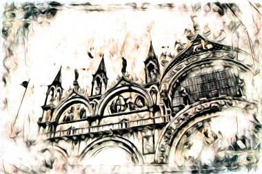 Venedik sanat eskizi çizimi eğlenceli tasarım antika retro