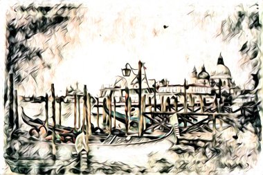 Venedik sanat eskizi çizimi eğlenceli tasarım antika retro