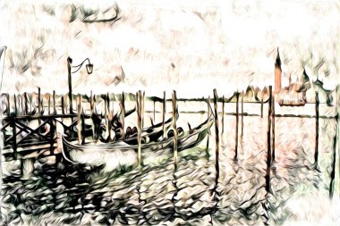 Venedik sanat eskizi çizimi eğlenceli tasarım antika retro