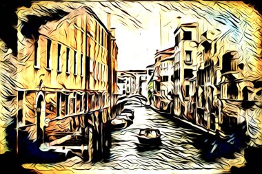 Venedik sanat eskizi çizimi eğlenceli tasarım antika retro