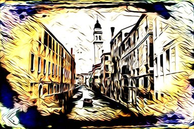 Venedik sanat eskizi çizimi eğlenceli tasarım antika retro