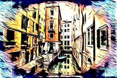 Venedik sanat eskizi çizimi eğlenceli tasarım antika retro