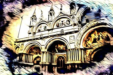 Venedik sanat eskizi çizimi eğlenceli tasarım antika retro