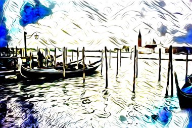 Venedik sanat eskizi çizimi eğlenceli tasarım antika retro