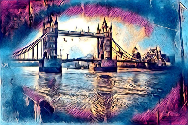 Londra Arte Disegno Schizzo Illustrazione Divertimento Design Vintage Retro — Foto Stock