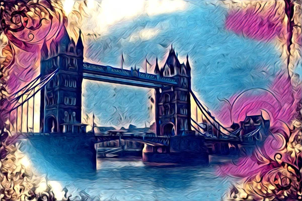 Londra Arte Disegno Schizzo Illustrazione Divertimento Design Vintage Retro — Foto Stock