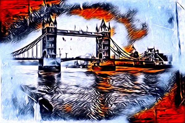 Londra Arte Disegno Schizzo Illustrazione Divertimento Design Vintage Retro — Foto Stock