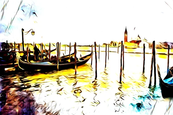Венецианский Рисунок Эскиз Иллюстрации Весело Дизайн Винтажного Ретро — стоковое фото