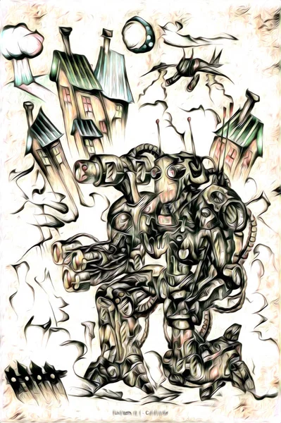 Ilustración Visiones Cibernéticas Del Ciborg Humanoide Masculino Futurista Ciencia Ficción — Foto de Stock