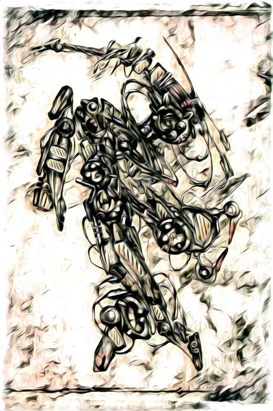 Кібернетичні Бачення Ілюстрація Футуристичної Металевої Наукової Фантастики Чоловічий Гуманоїдний Кіборг — стокове фото