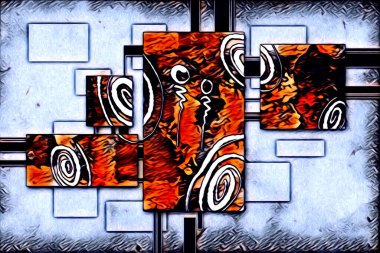 soyut renk tasarımı resim çizimi eskiz retro vintage